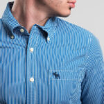 Abercrombie & Fitch férfi hosszú ujjú ing, kék csíkos, 100% pamut - Thumbnail Image 2