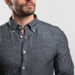 Gant férfi hosszú ujjú ing, szürke, 100% len, fitted - Thumbnail Image 2
