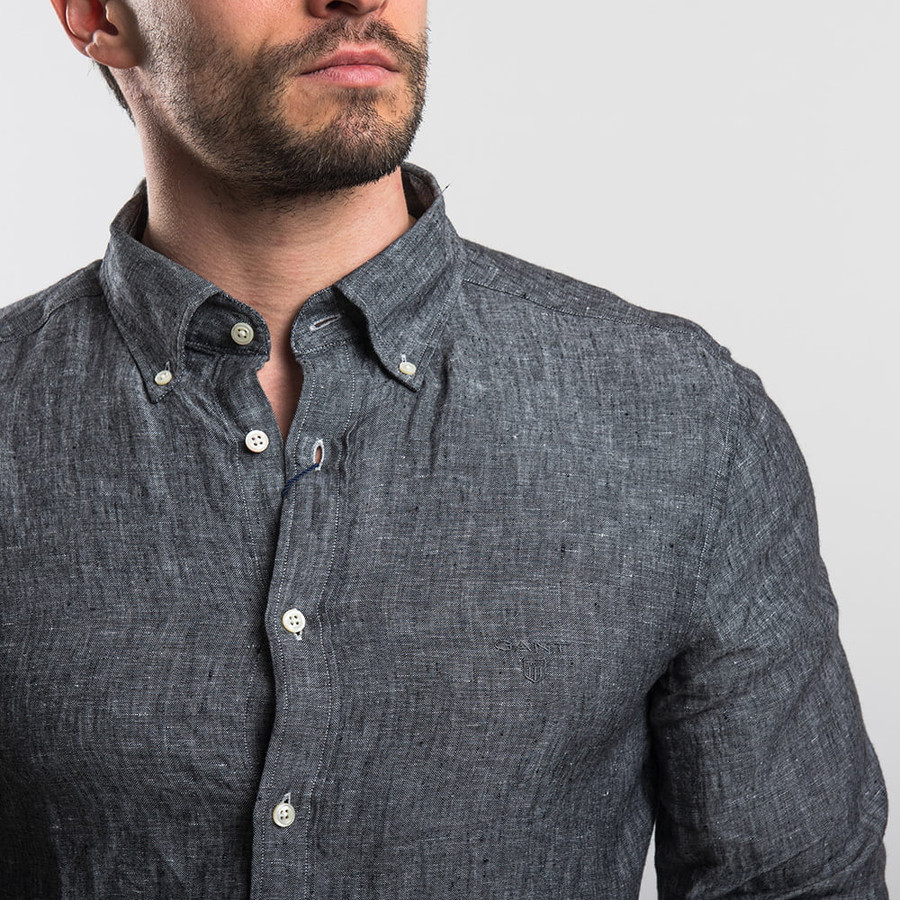 Gant férfi hosszú ujjú ing, szürke, 100% len, fitted - Image 2