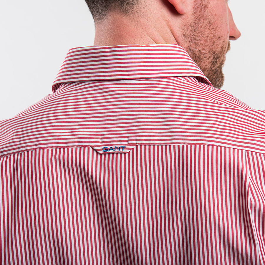 Gant férfi hosszú ujjú ing, piros csíkos, 100% pamut, fitted - Image 2