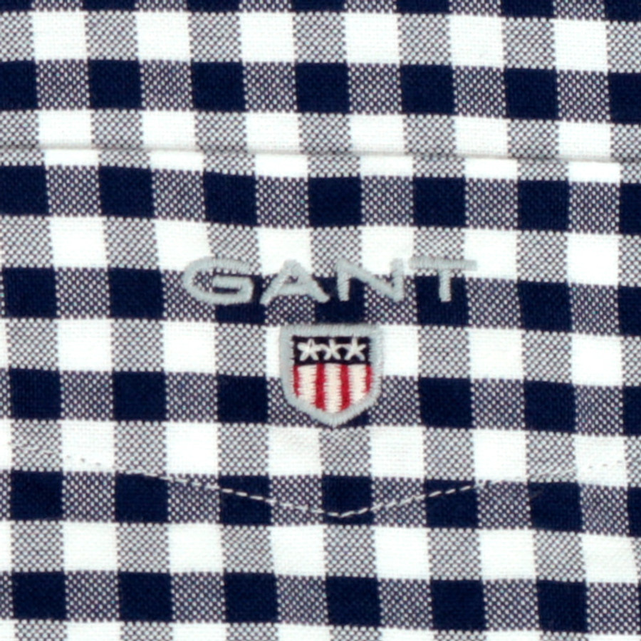 Gant férfi hosszú ujjú ing, sötétkék kockás, 100% pamut, regular - Image 3