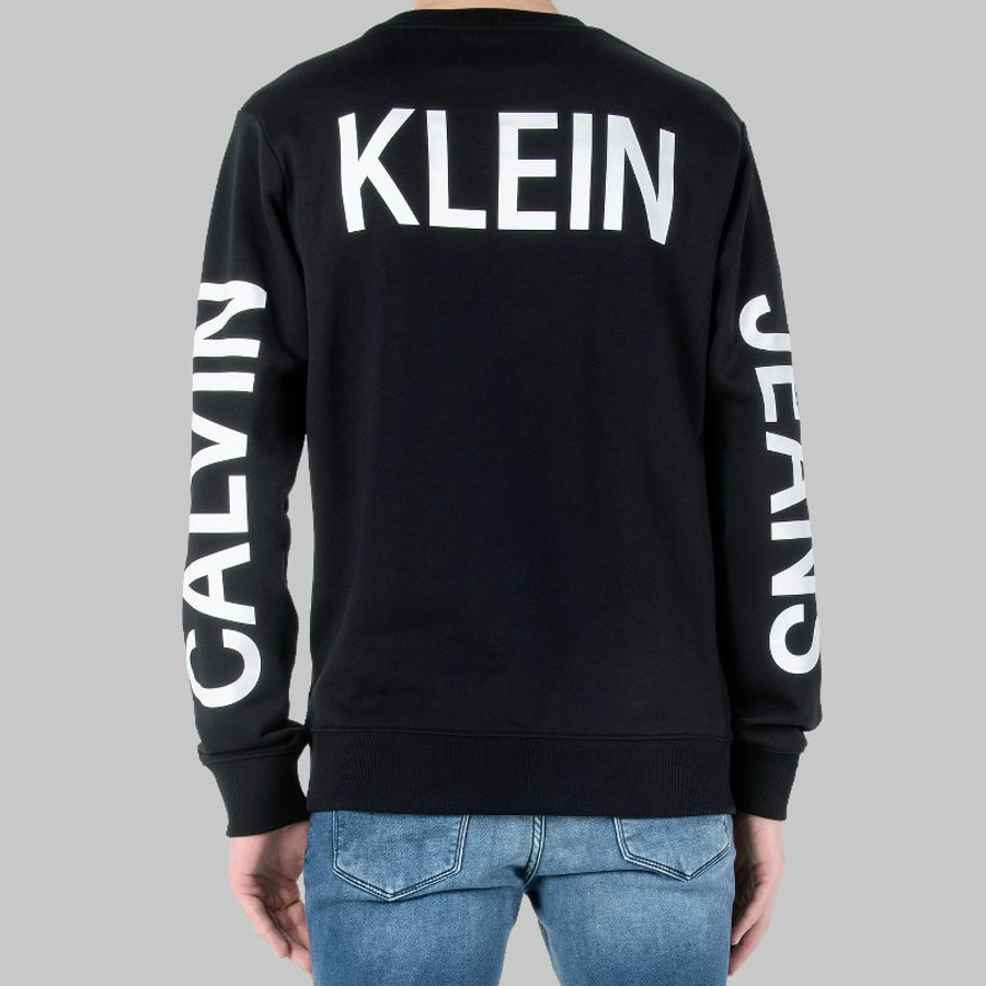 Calvin Klein férfi pulóver, fekete, feliratos, 100% pamut - Image 2
