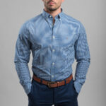 Gant férfi hosszú ujjú ing, kék kockás, 100% pamut, regular fit - Thumbnail Image 1