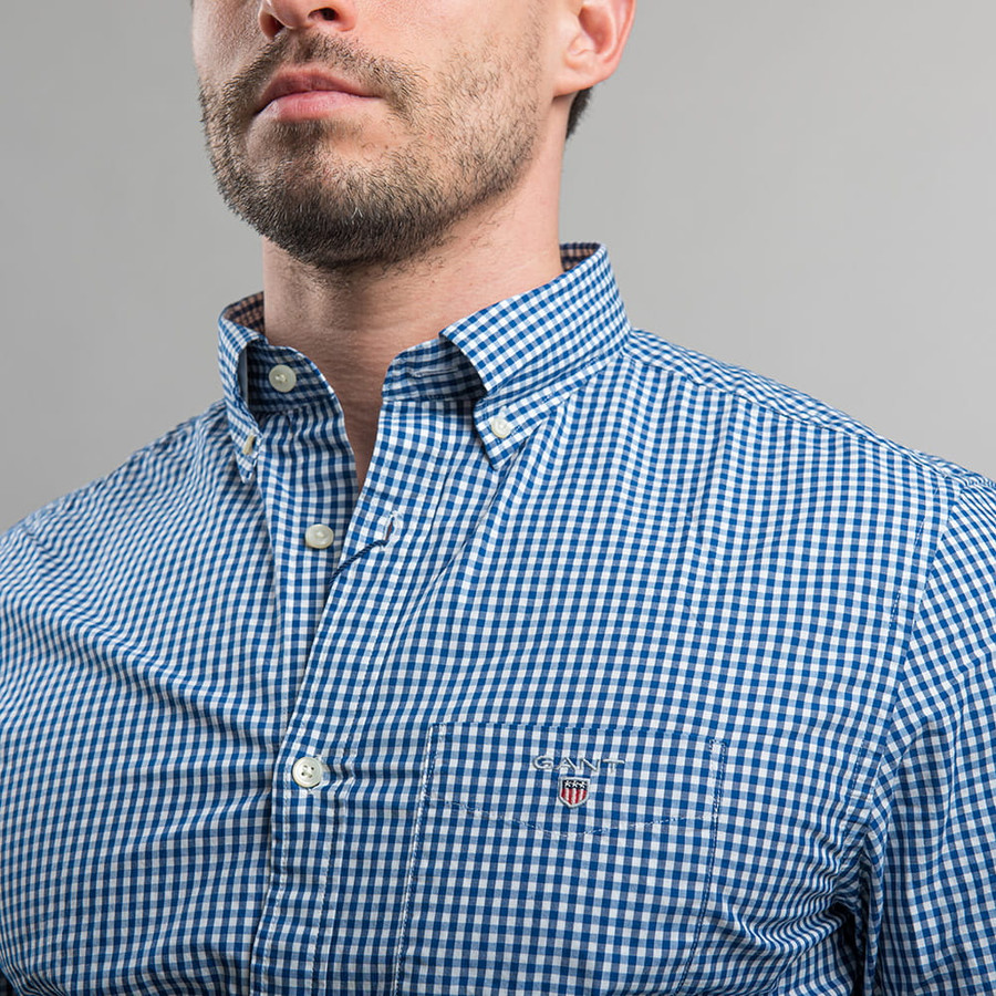 Gant férfi hosszú ujjú ing, kék kockás, 100% pamut, regular fit - Image 2