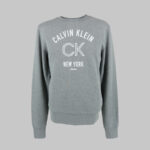 Calvin Klein férfi pulóver, világosszürke, feliratos, 100% pamut - Thumbnail Image 1