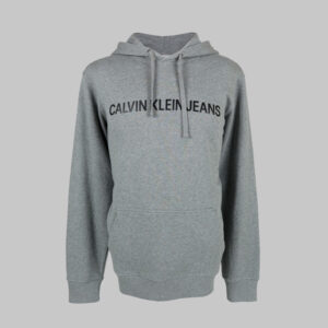 Calvin Klein férfi kapucnis pulóver, szürke, feliratos, 100% pamut