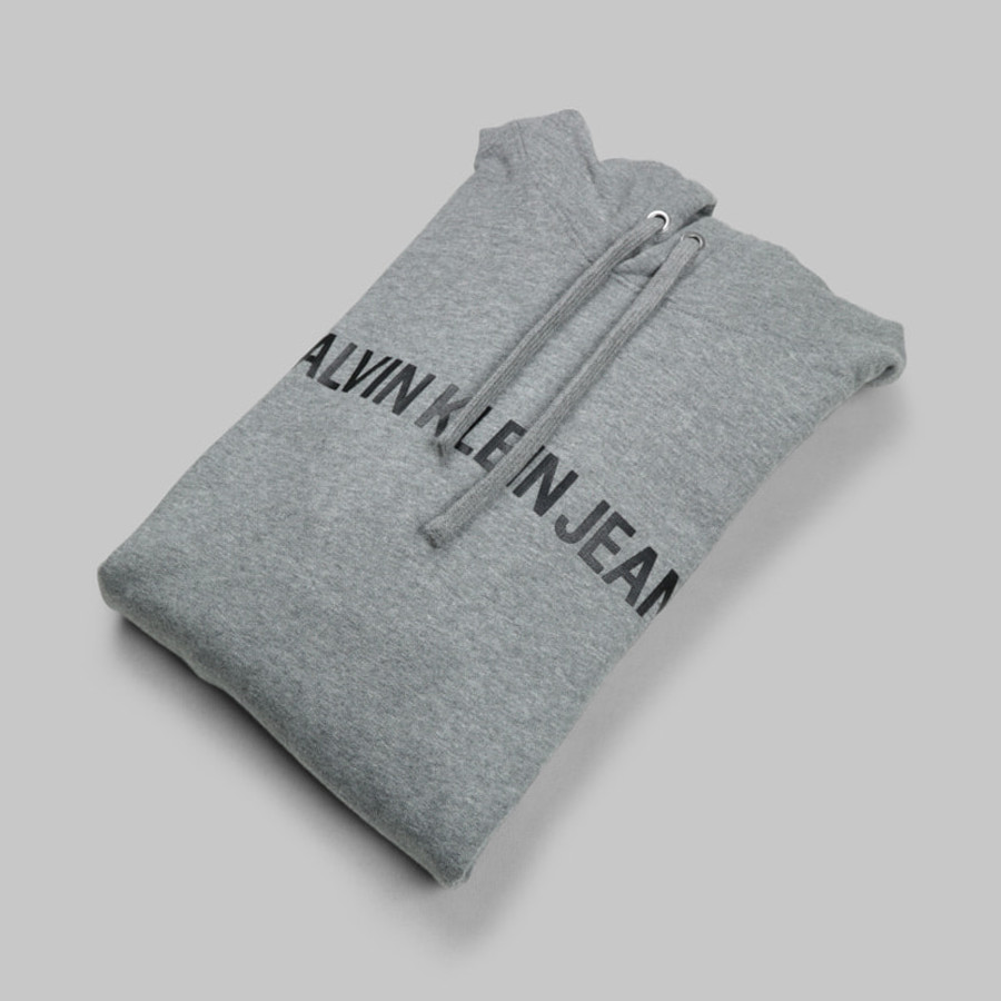 Calvin Klein férfi kapucnis pulóver, szürke, feliratos, 100% pamut - Image 3