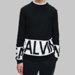Calvin Klein férfi kötött pulóver, fekete, feliratos - Thumbnail Image 1