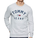 Tommy Hilfiger férfi pulóver, világosszürke, feliratos, pamut - Thumbnail Image 1