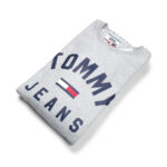 Tommy Hilfiger férfi pulóver, világosszürke, feliratos, pamut - Thumbnail Image 4