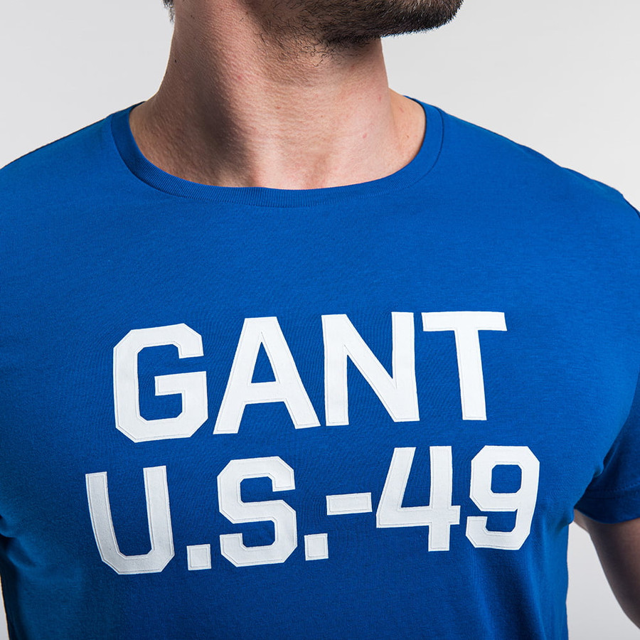 Gant férfi póló, kék, feliratos, 100% pamut - Image 2