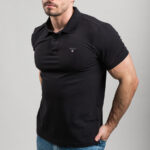 Gant férfi galléros póló, fekete, 100% pamut - Thumbnail Image 2