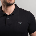 Gant férfi galléros póló, fekete, 100% pamut - Thumbnail Image 3