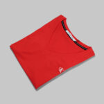 Calvin Klein női v-nyakú póló, piros, pamut - Thumbnail Image 3