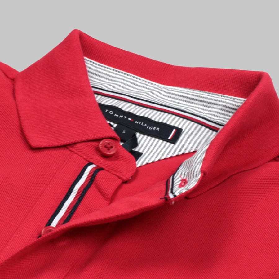 Tommy Hilfiger férfi galléros póló, piros, 100% pamut, regular fit - Image 2