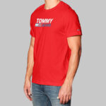 Tommy Hilfiger férfi póló, piros, feliratos, 100% organikus pamut - Thumbnail Image 1