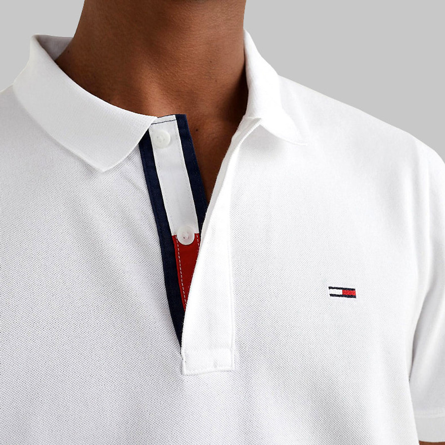 Tommy Hilfiger férfi galléros póló, fehér, pamut - Image 3