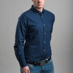 Gant férfi hosszú ujjú ing, kék, tech prep, slim fit - Thumbnail Image 1