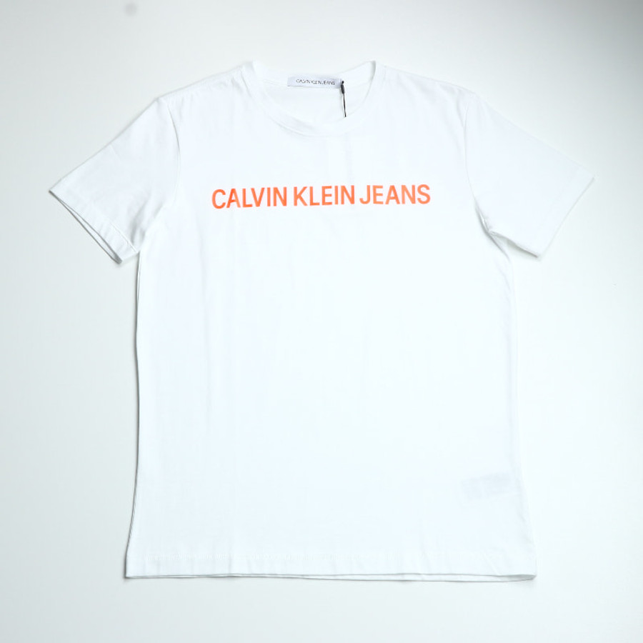 Calvin Klein férfi póló, fehér, feliratos, 100% organikus pamut - Image 2