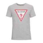 Guess férfi póló, világosszürke, feliratos, pamut, slim fit - Thumbnail Image 2