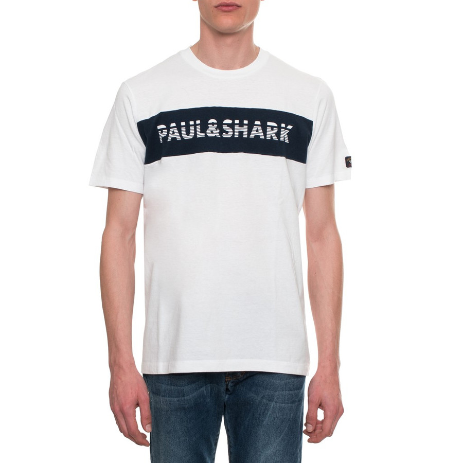Paul & Shark férfi póló, fehér, feliratos, 100% pamut - Image 3
