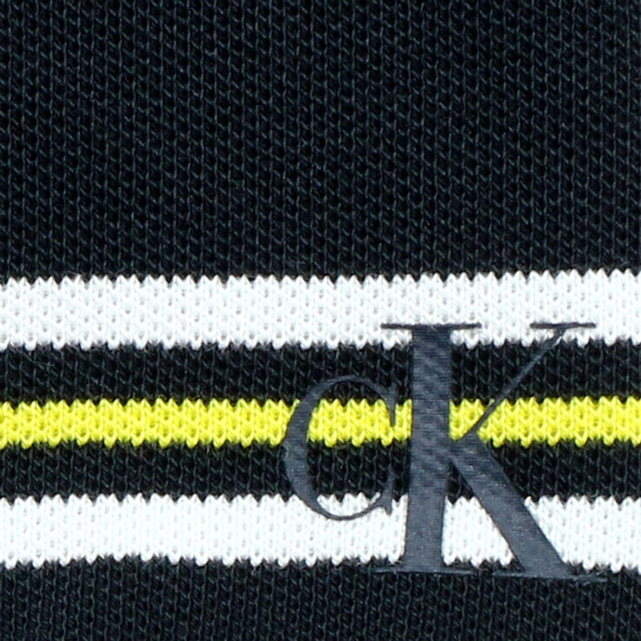 Calvin Klein férfi galléros póló, fekete-sárga csíkos, pamut, slim fit - Image 2