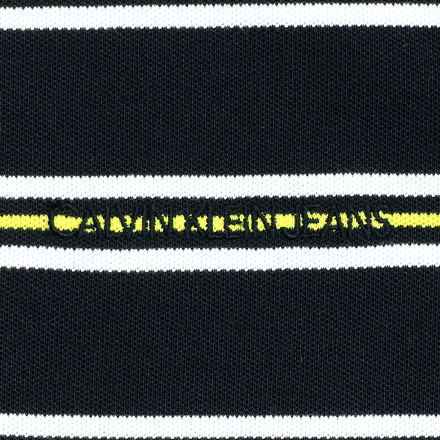 Calvin Klein férfi galléros póló, fekete-sárga csíkos, pamut, slim fit - Image 3