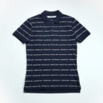 Calvin Klein férfi galléros póló, sötétkék, csíkos-feliratos, pamut - Thumbnail Image 3