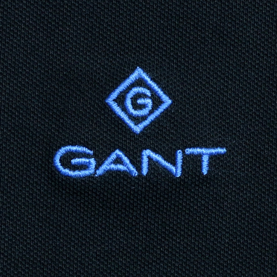 Gant férfi galléros póló, fekete, pamut - Image 3