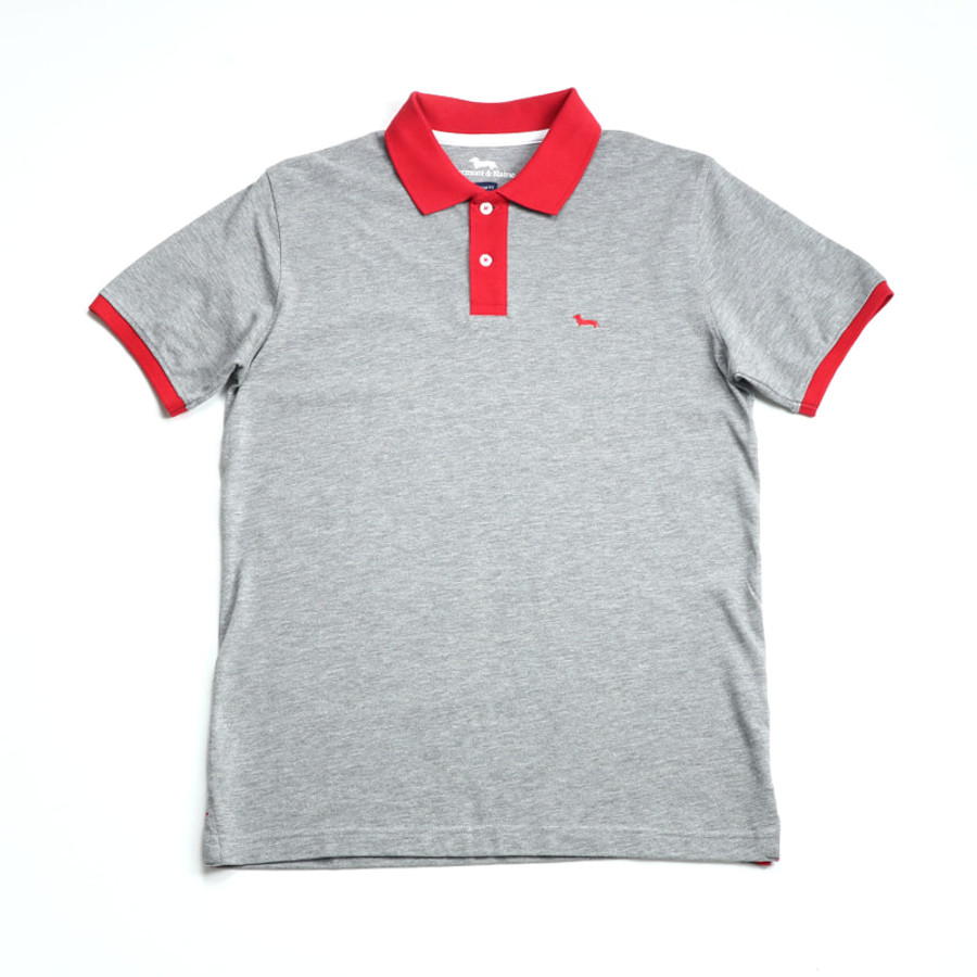 Harmont & Blaine férfi galléros póló, világosszürke, 100% pamut, narrow fit - Image 3