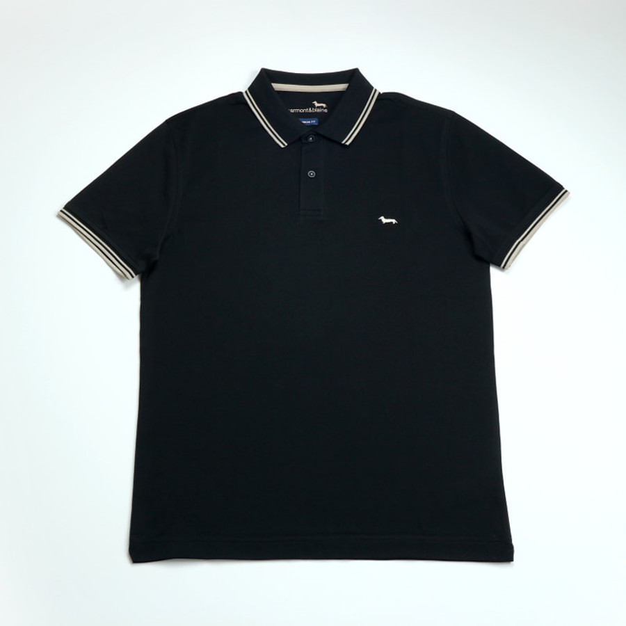 Harmont & Blaine férfi galléros póló, fekete, 100% pamut, narrow fit - Image 3