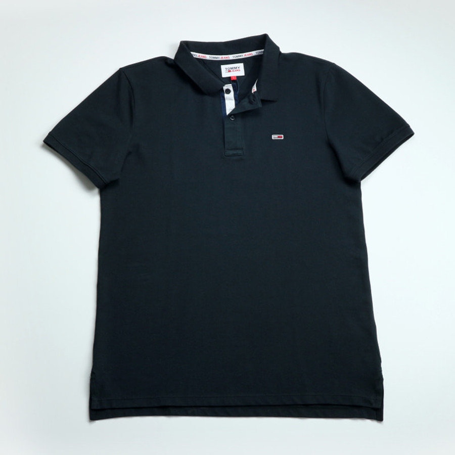 Tommy Hilfiger férfi galléros póló, fekete, pamut - Image 4