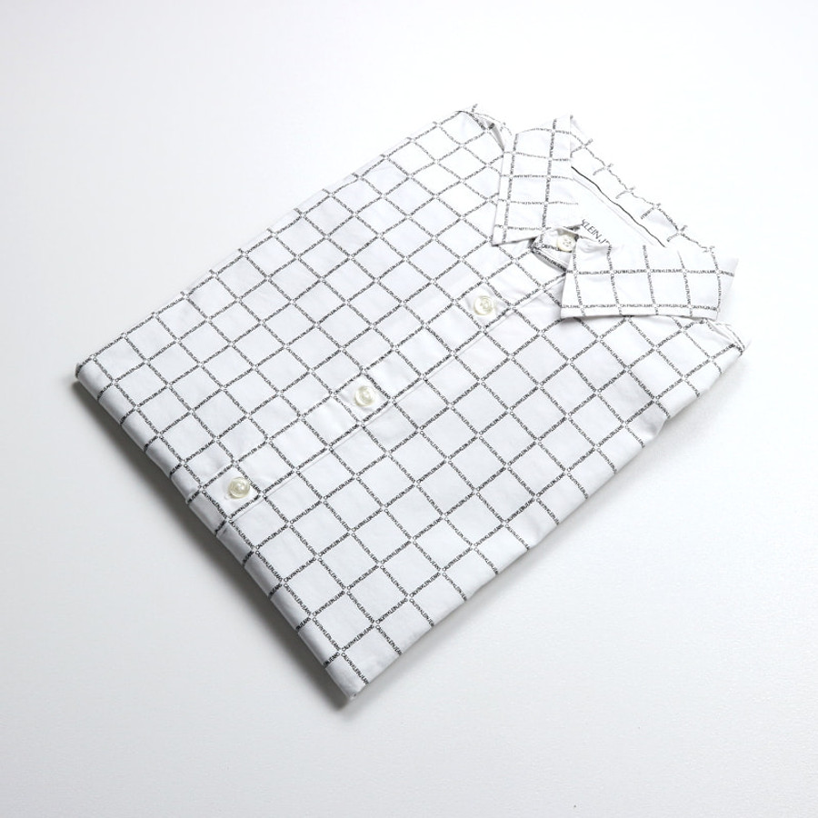 Calvin Klein férfi hosszú ujjú ing, kockás-feliratos, pamut, slim fit - Image 3