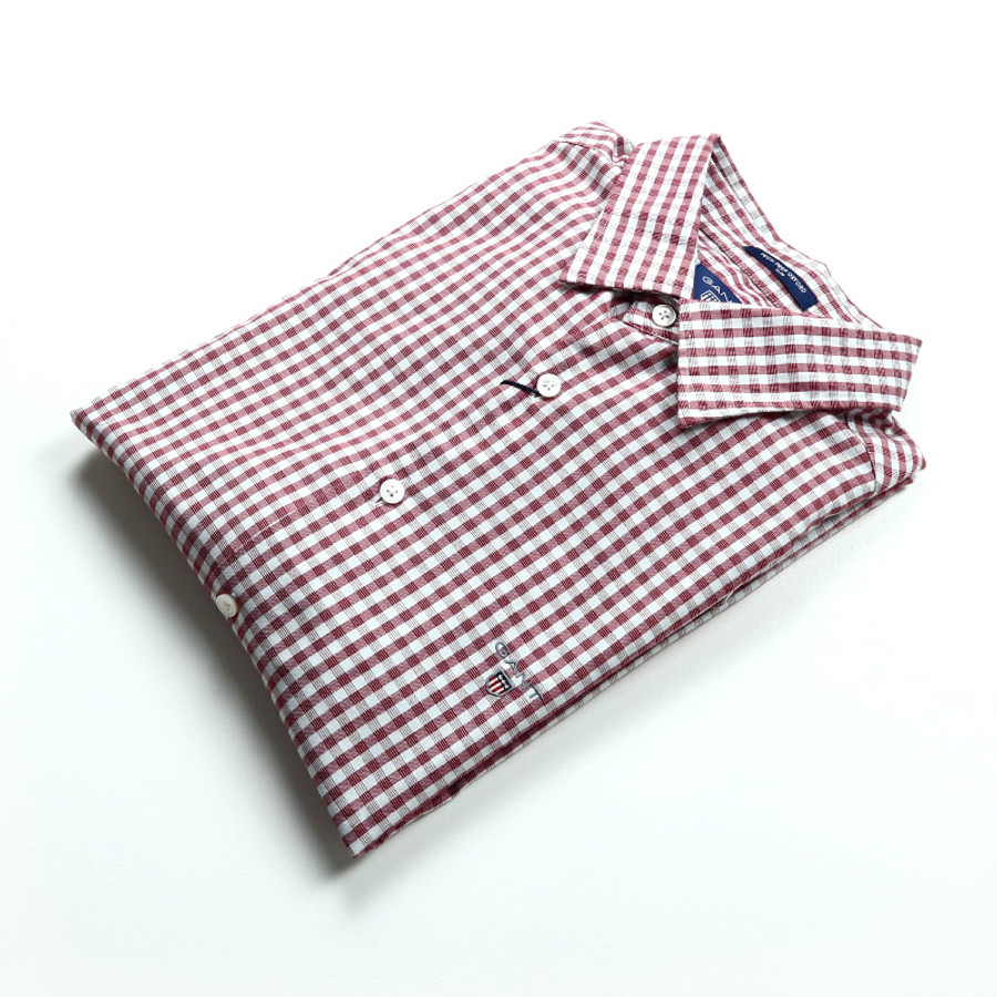 Gant férfi hosszú ujjú ing, bordó kockás, slim fit - Image 3