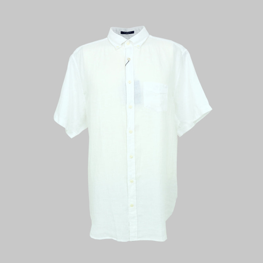Gant férfi rövid ujjú ing, fehér, 100% len, regular fit - Image 1