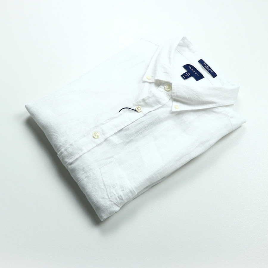 Gant férfi rövid ujjú ing, fehér, 100% len, regular fit - Image 2