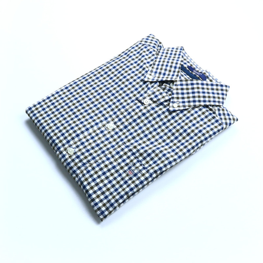 Gant férfi hosszú ujjú ing, kék-zöld kockás, 100% pamut, regular fit - Image 3