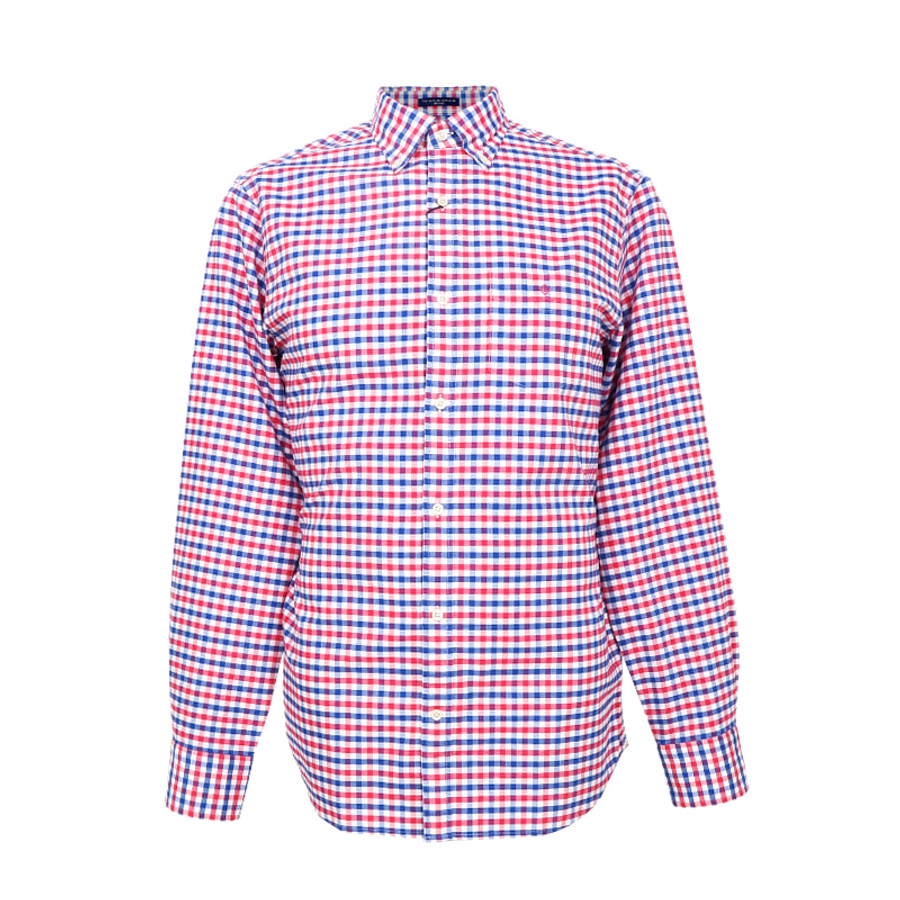 Gant férfi hosszú ujjú ing, kék-piros kockás, 100% pamut, regular fit - Image 1