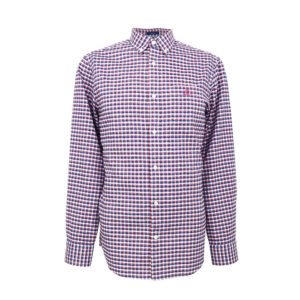 Gant férfi hosszú ujjú ing, piros-kék kockás, 100% pamut, regular fit