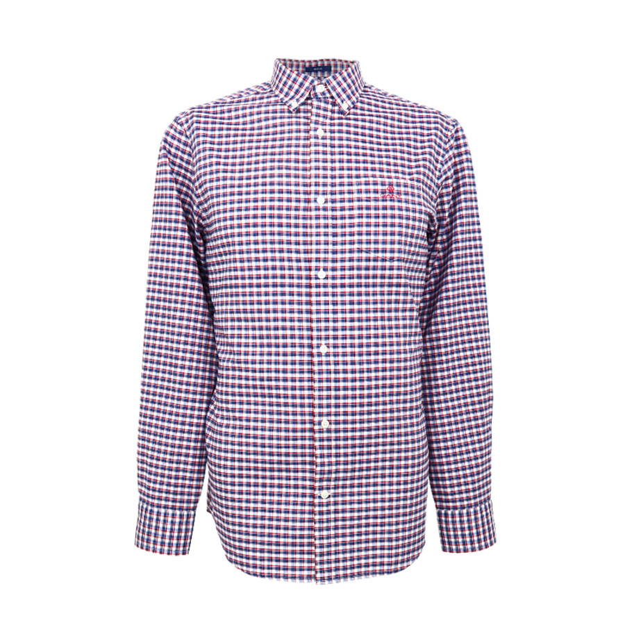 Gant férfi hosszú ujjú ing, piros-kék kockás, 100% pamut, regular fit - Image 1