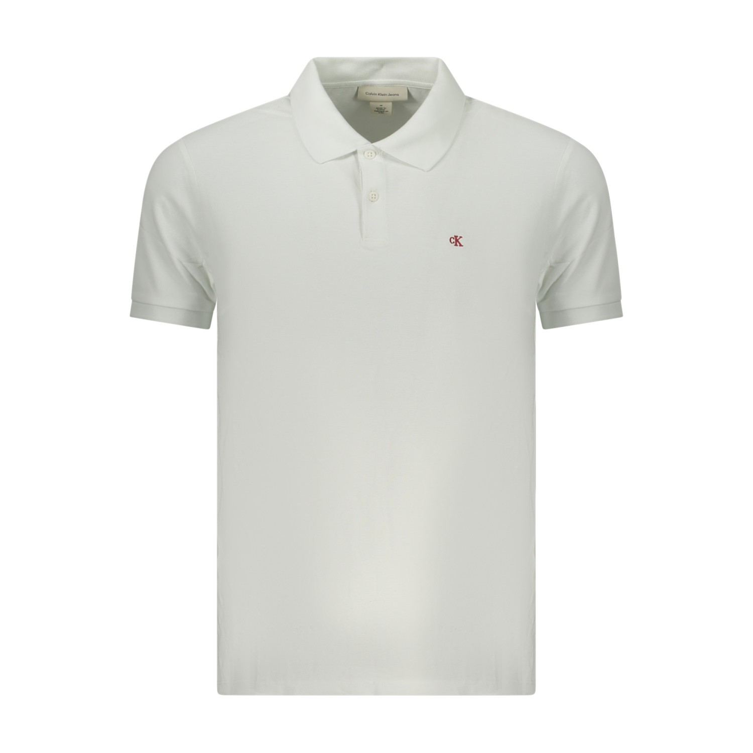 Calvin Klein Férfi Rövid Ujjú Fehér Galléros Póló (Piros Logó) - Image 1